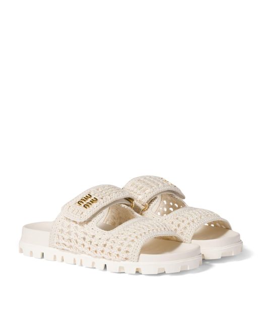 Miu Miu Natural Crochet Sandals
