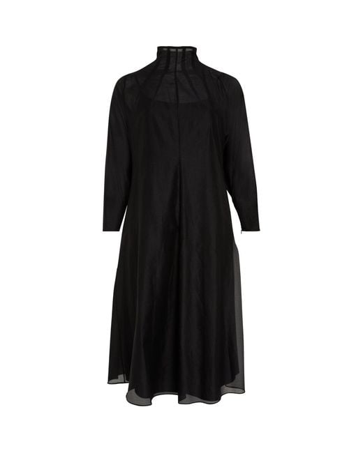 Marina Rinaldi Black Cotton-silk Maxi Dress