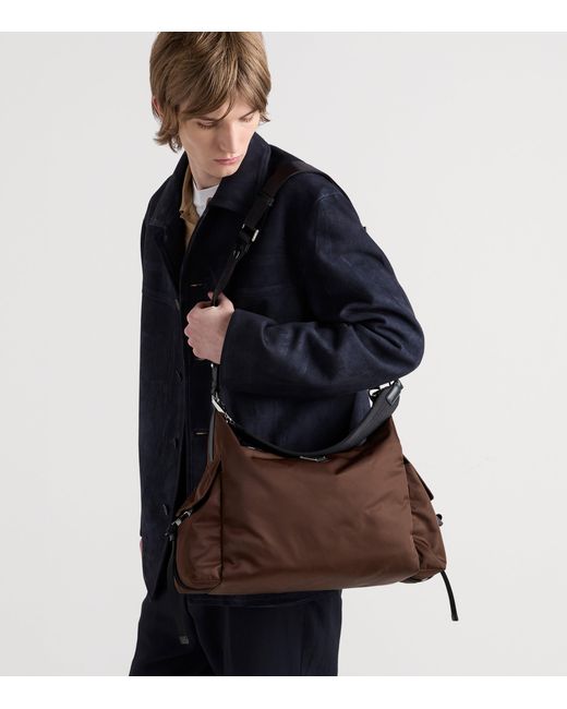 Prada Brown Re-Nylon And Leather Explore Shoulder Bag for men
