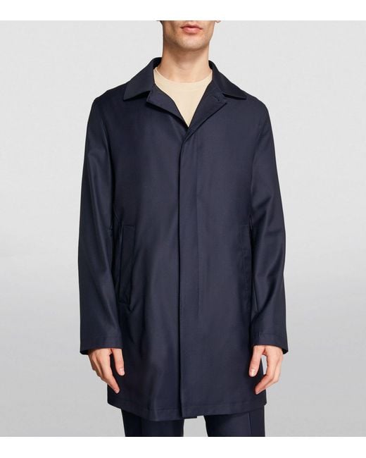 Pal Zileri Blue Wool Overcoat for men