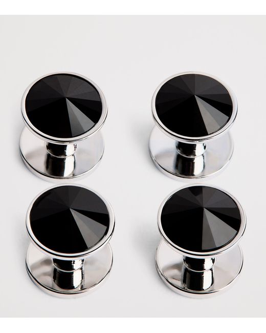 Babette Wasserman Black Rhodium-Plated Galileo Stud Cufflinks for men