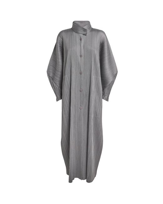 Pleats Please Issey Miyake Gray Skyline A-Line Coat