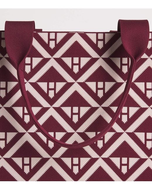 Harrods Red Medium Geometric Tote Bag