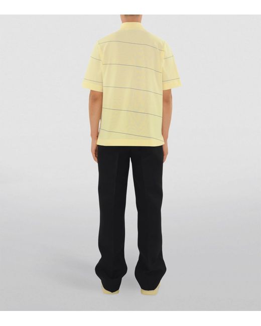 Burberry Yellow Cotton Striped Polo Shirt for men