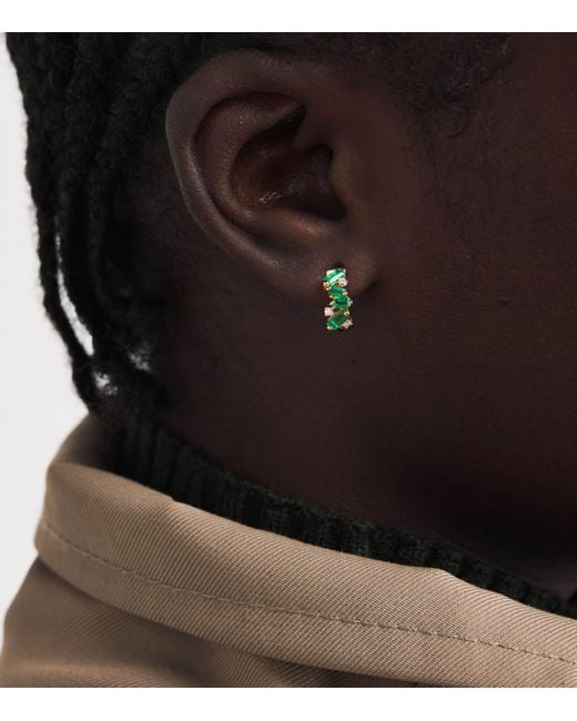 Suzanne Kalan Green Diamond And Emerald Frenzy Huggie Earrings