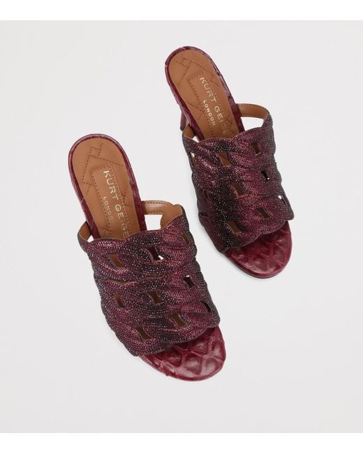 Kurt Geiger Purple Leather Embellished Chain Heeled Mules 85