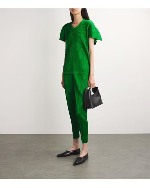 Pleats Please Issey Miyake Pleated Space Rock Top in Green | Lyst UK