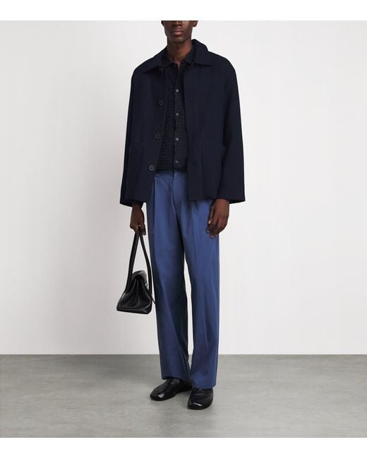 Sandro Blue Wool Worker Overshirt for men