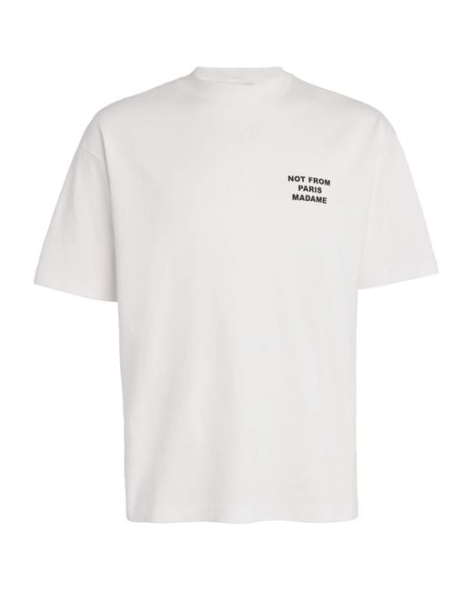 Drole de Monsieur White Cotton Slogan T-Shirt for men