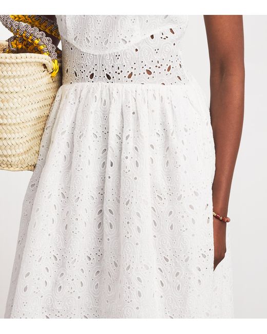 FRAME White The Paisley Eyelet Midi Dress