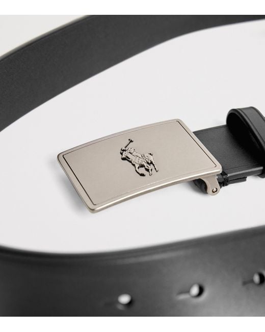 Polo Ralph Lauren Gray Leather Polo Pony Belt for men
