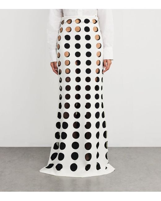 A.W.A.K.E. MODE White Layered Hole Maxi Skirt