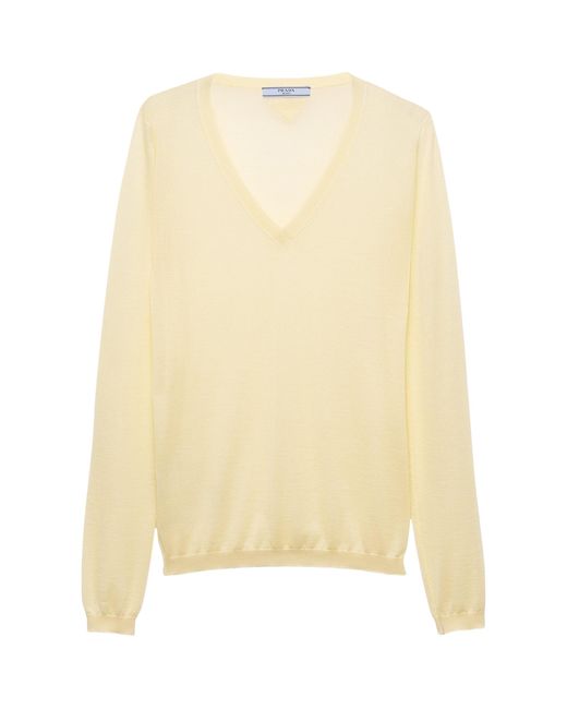 Prada Natural Cashmere-Silk Sweater
