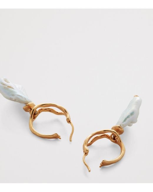 Monica Vinader Metallic X Mother Of Pearl Large Vermeil And Keshi Pearl Drop Earrings