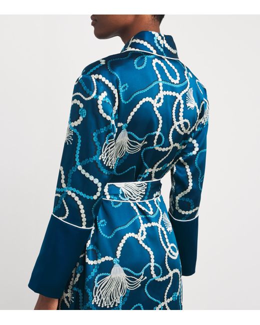 Olivia Von Halle Blue Silk Capability Periwinkle Robe