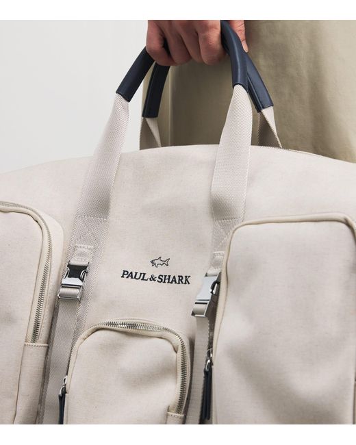 Paul & Shark White Cotton-Blend Canvas Duffle Bag for men