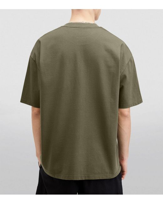 AllSaints Green Cotton Xander Logo T-shirt for men