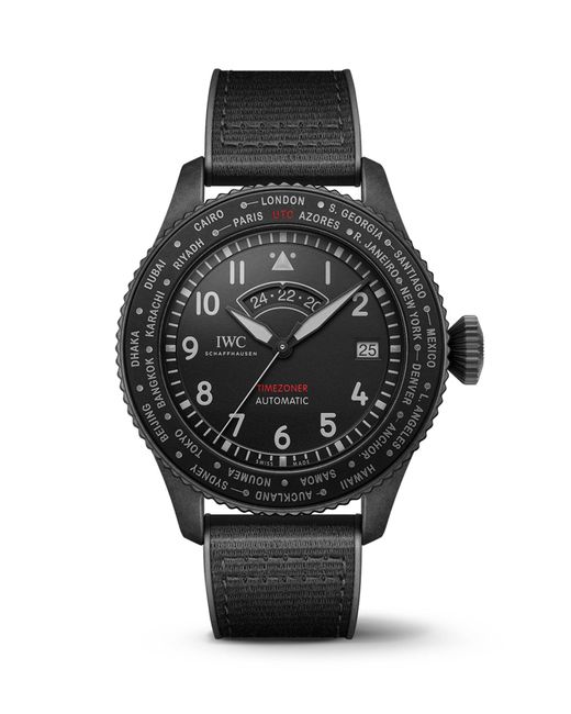 Iwc Black Ceratanium Pilot's Timezoner Top Gun Watch 46mm for men