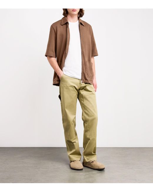 Barena Brown Cotton Zip-Up Overshirt for men