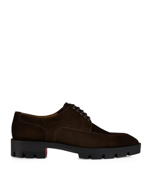 Christian Louboutin Brown Davisol Lion Suede Derby Shoes for men