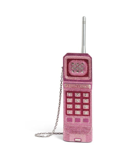 Judith Leiber Pink Brick Phone Text Me Clutch Bag