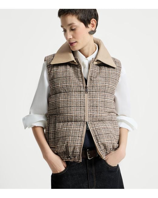 Brunello Cucinelli Brown Cotton-Linen Reversible Gilet
