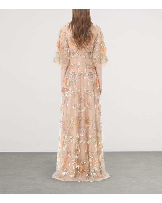 Valentino Natural Tulle Embellished Sequin Gown