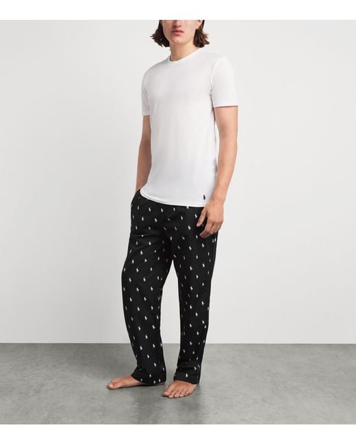 Polo Ralph Lauren Black Cotton Polo Pony Pyjama Bottoms for men