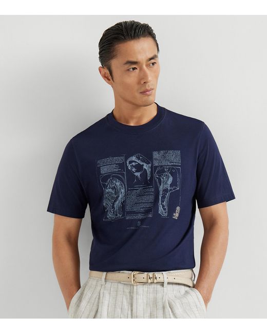 Brunello Cucinelli Blue Cotton Elgin Marbles T-Shirt for men