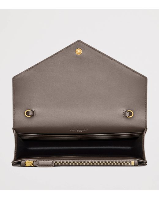 Saint Laurent White Leather Envelope Chain Wallet