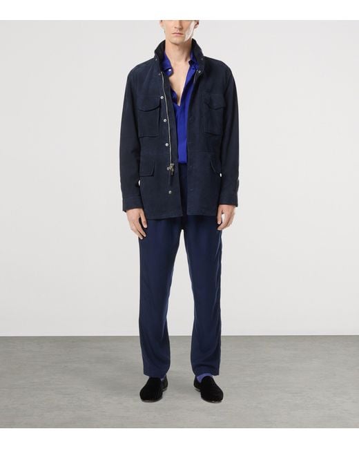 Tom Ford Blue Suede Four-Pocket Jacket for men