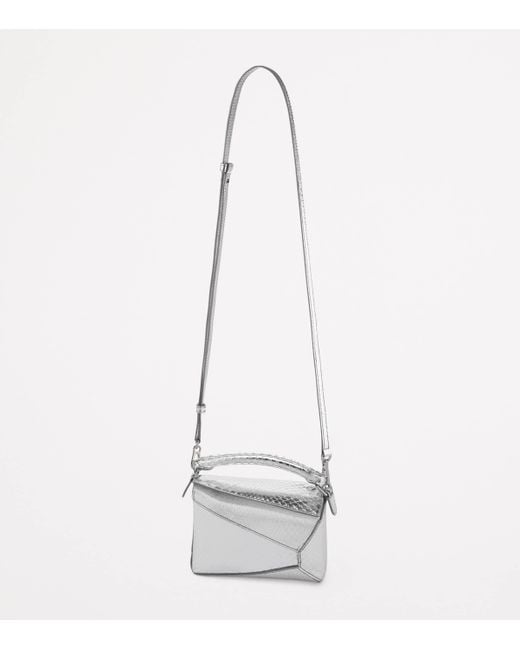 Loewe Metallic Exclusive Mini Python Skin Puzzle Edge Top-Handle Bag