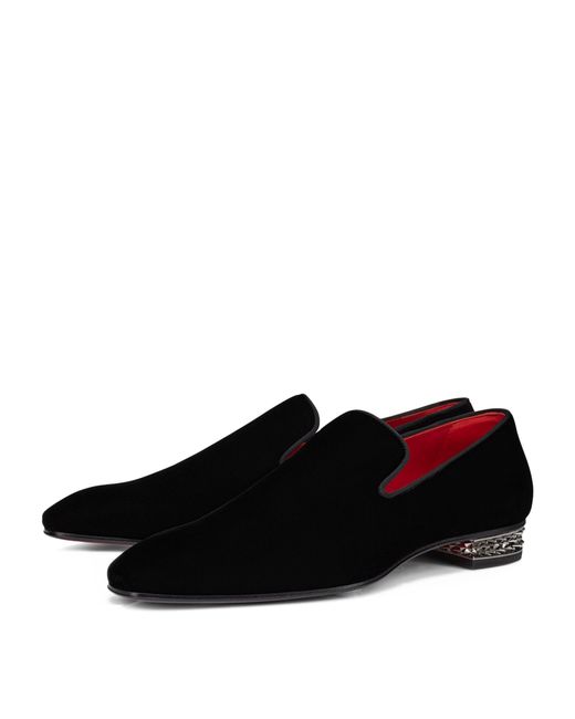 Christian Louboutin Black Velvet Dandyrocks Loafers for men