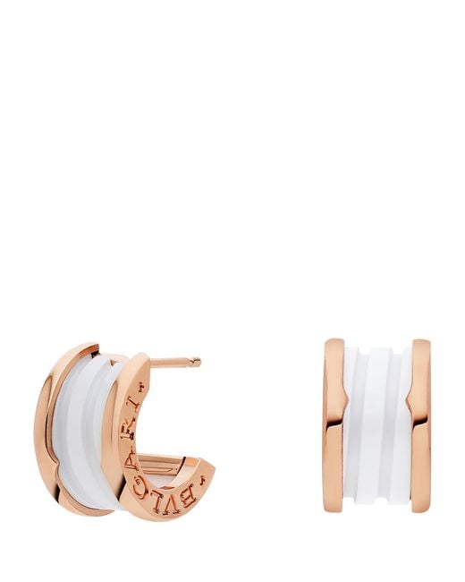 BVLGARI Pink And Ceramic B.Zero1 Earrings