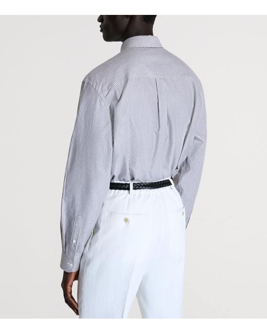 Dunhill Purple Cotton-Cashmere Stripe Shirt for men