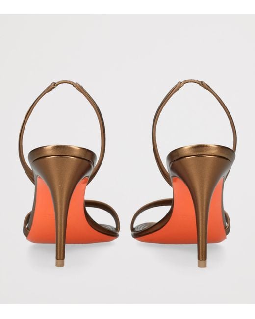 Santoni Brown Leather Serpentine Sandals 85