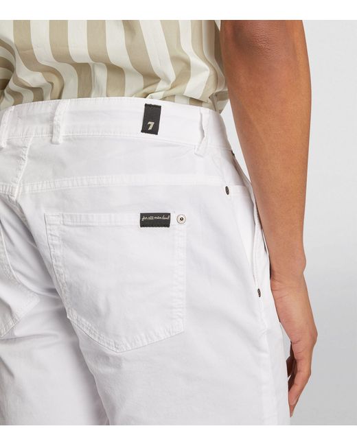 7 For All Mankind White Stretch-cotton Chino Shorts for men