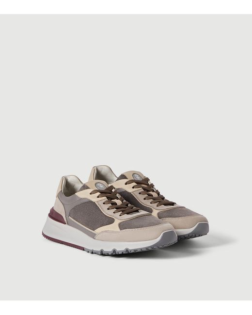 Brunello Cucinelli Gray Nubuck-Suede Sneakers for men