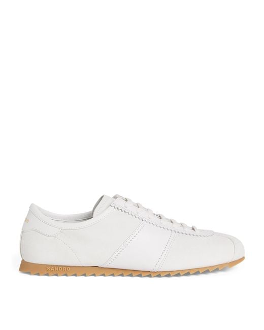 Sandro White Leather And Suede Low-Top Sneakers for men