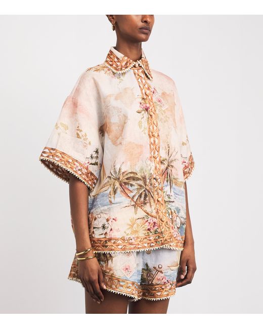 Zimmermann Natural Linen Printed Mahon Shirt