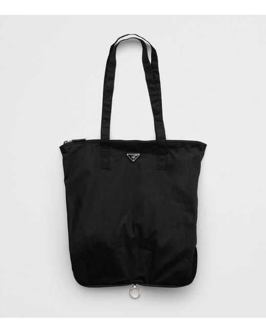 Prada Black Re-Nylon Foldaway Tote Bag