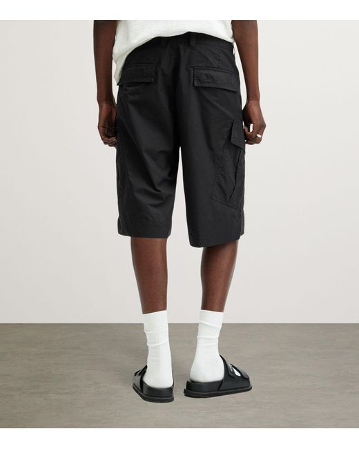 AllSaints Black Organic Cotton Ardy Cargo Shorts for men