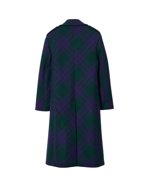 Burberry Woolblend Check Coat in Blue for Men Lyst