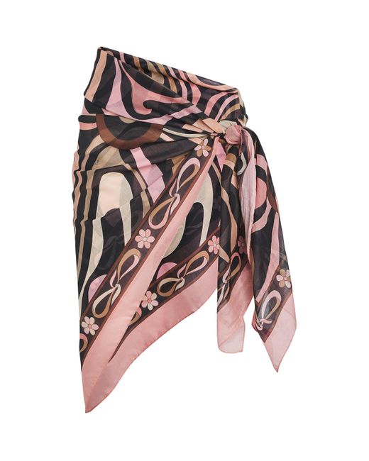Emilio Pucci Multicolor Cotton Marmo Print Sarong