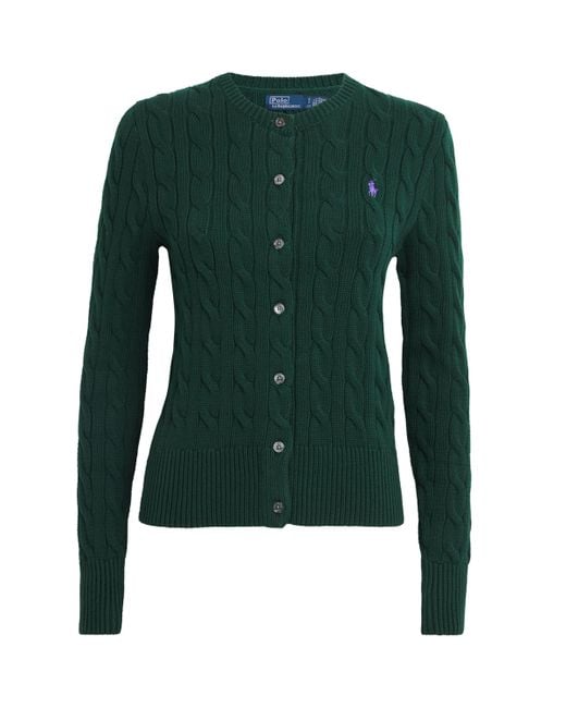 Polo Ralph Lauren Green Cotton Cable-Knit Cardigan