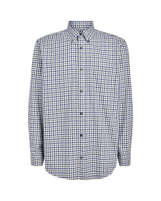 James Purdey & Sons Blue Cotton Check Shirt for men