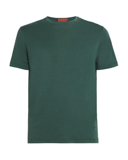 Isaia Green Silk-Cotton T-Shirt for men