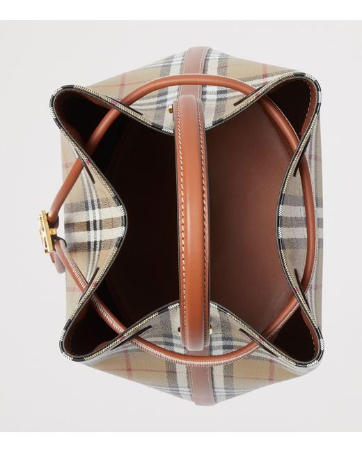 Burberry Brown Small Check Monogram Bucket Bag