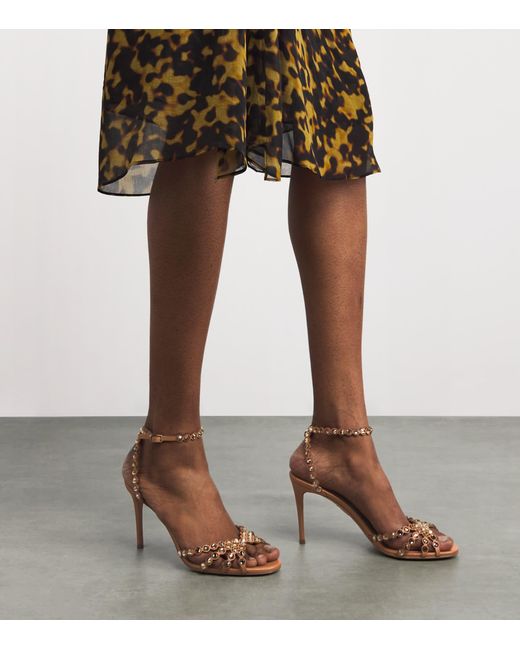 Aquazzura Metallic Leather Tequila Sandals 85