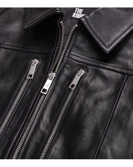 The Kooples Black Leather Collared Jacket